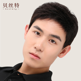 假发男生全头套男士自然真发头顶真头发假发套无痕短发寸头日常款