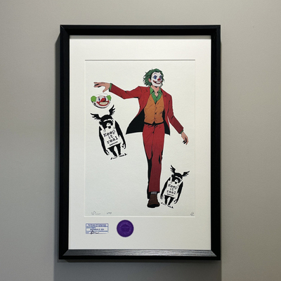 S5h正品限量潮流艺术版画 Banksy班克斯&小丑 客厅挂画玄关装饰画