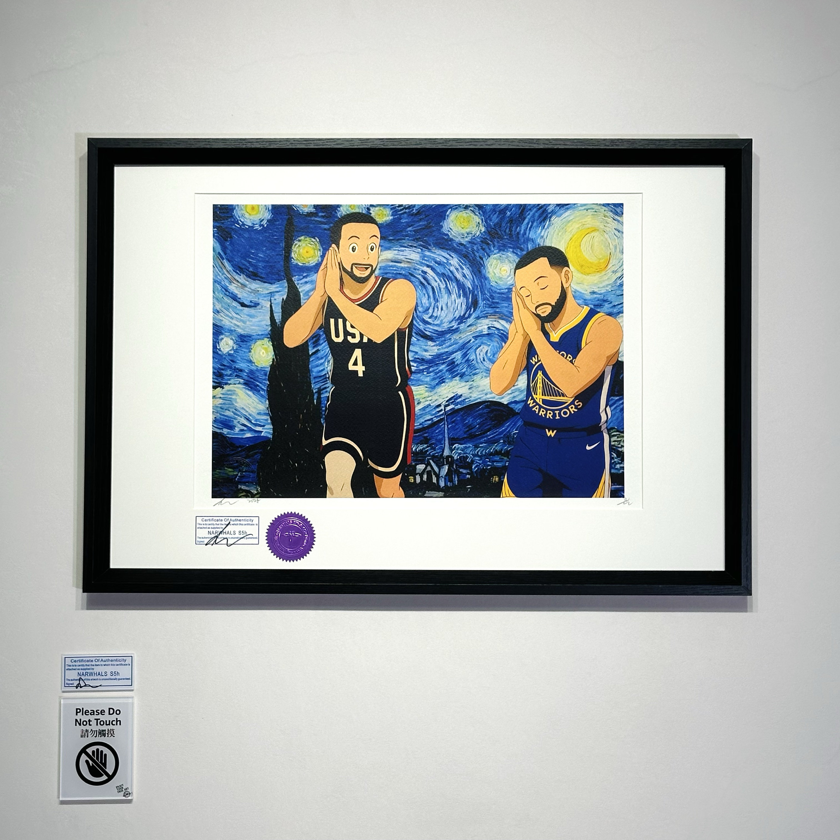 S5h正品限量潮流版画NBA篮球周边 库里&梵高星月夜客厅挂画装饰画