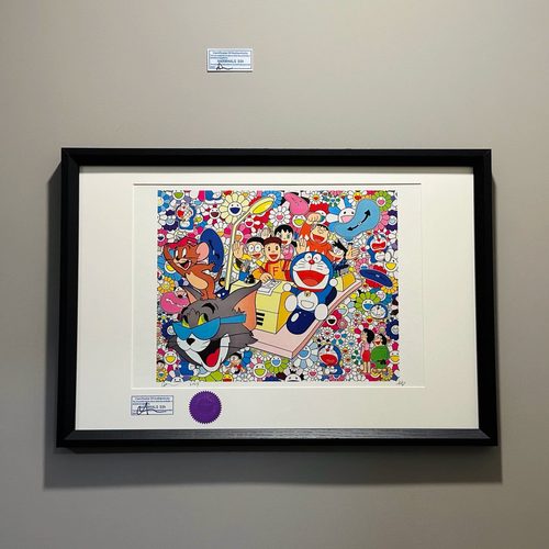 S5H限量版画 哆啦A梦&村上隆太阳花&猫和老鼠 客厅潮流艺术装饰画