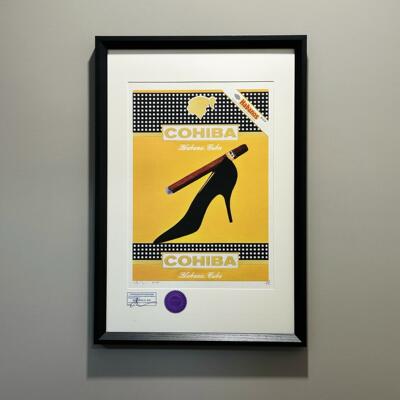 S5h限量版画 高跟鞋烟灰缸 & 高希霸cohiba 古巴哈伯纳斯雪茄挂画