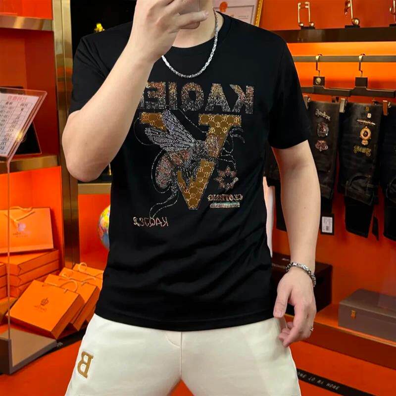 千里马轻奢3夏时尚休闲男士T恤短袖潮流百搭修身轻奢帅气圆领半袖