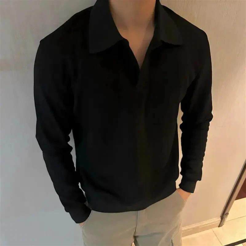 元梦精选店海鸥领POLO衫男款美式健身运动长袖正肩套头休闲上衣