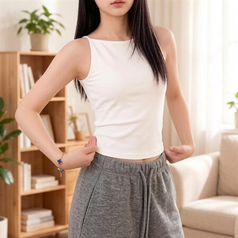 莉梵庭甜辣法式夏季直角肩背心显瘦一字领吊带简约修身打底上衣