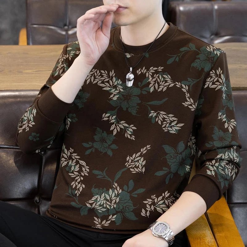 4贤蔚泰贸易男早秋新款时尚百搭印花潮流休闲宽松保暖卫衣打底衫