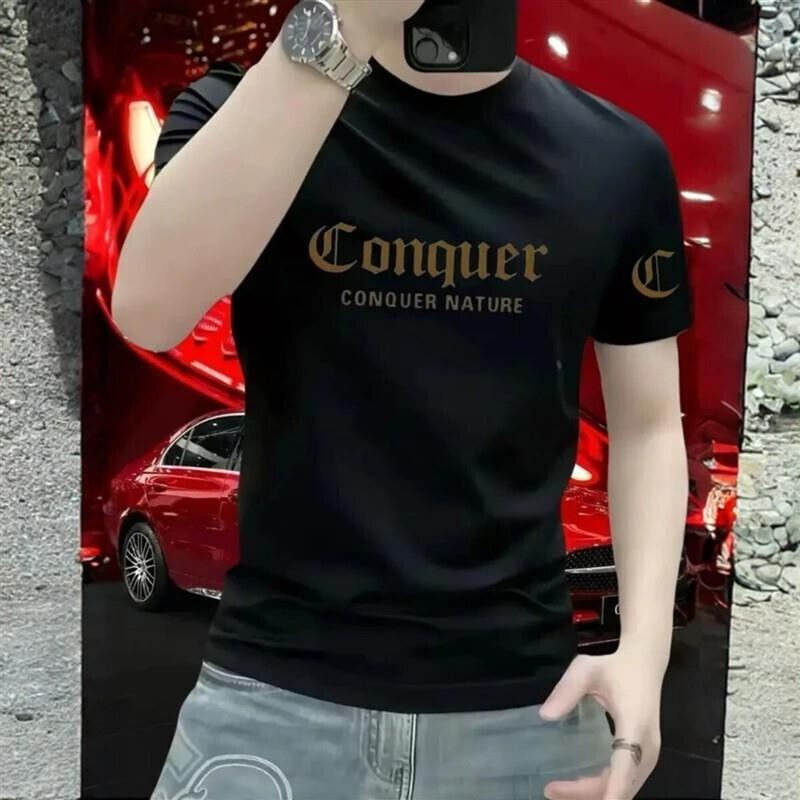 惠雅潮流男装100%纯棉T恤圆领上衣重磅休闲夏季运动男士半袖短袖
