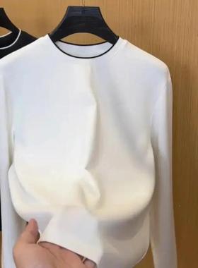 卓纳轻奢秋冬p男士极简长袖T恤秋冬男士打底衫圆领u时尚百搭商务