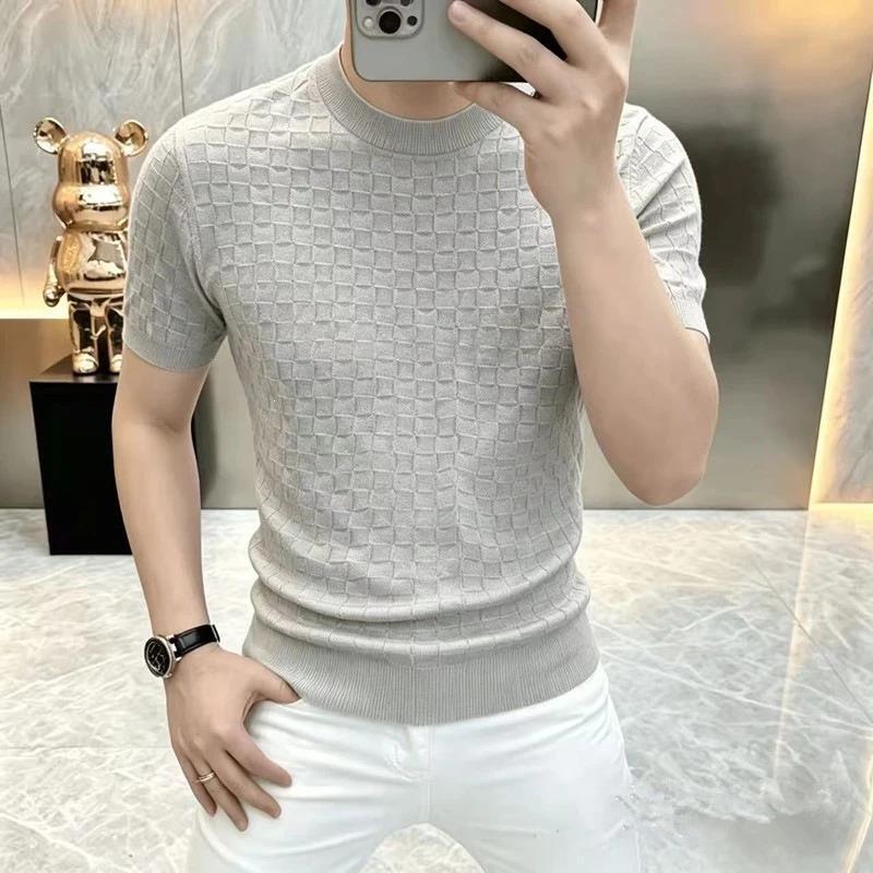 旧时光衣局2026新款简约风爆款男士针织短袖T恤轻奢休闲老钱风