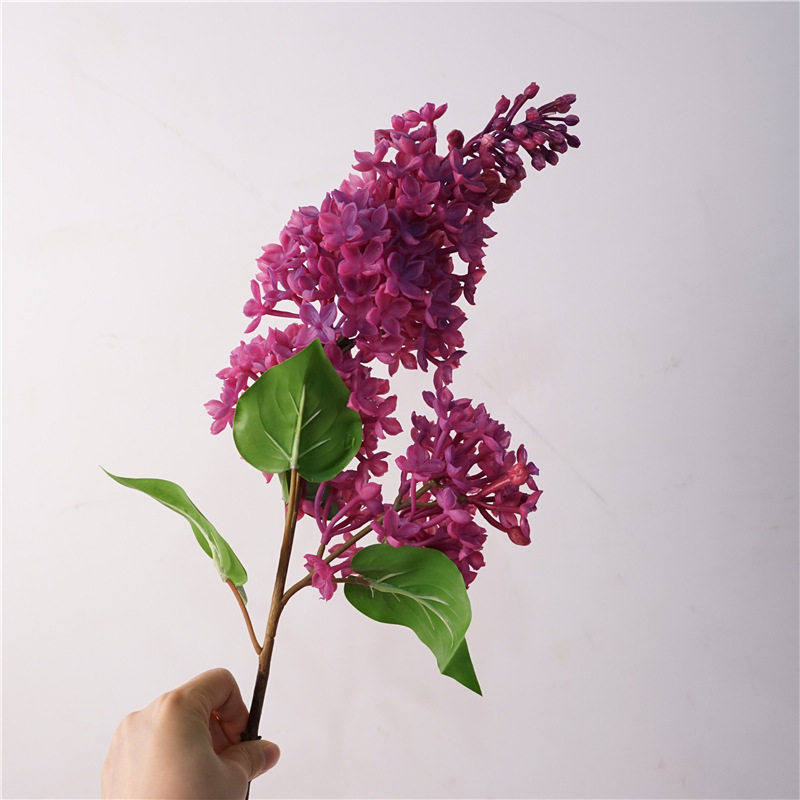 高品质手感紫丁香拉力花仿真花客厅卧室装饰摆设花材油画假花风紫
