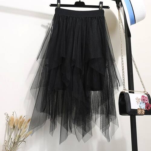 Slimming A-line fluffy mid length skirt修身A字型蓬松中长裙