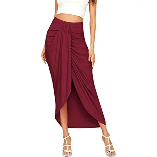 Split wrapped pleated skirt for women 女士开叉包裹垂褶半身裙