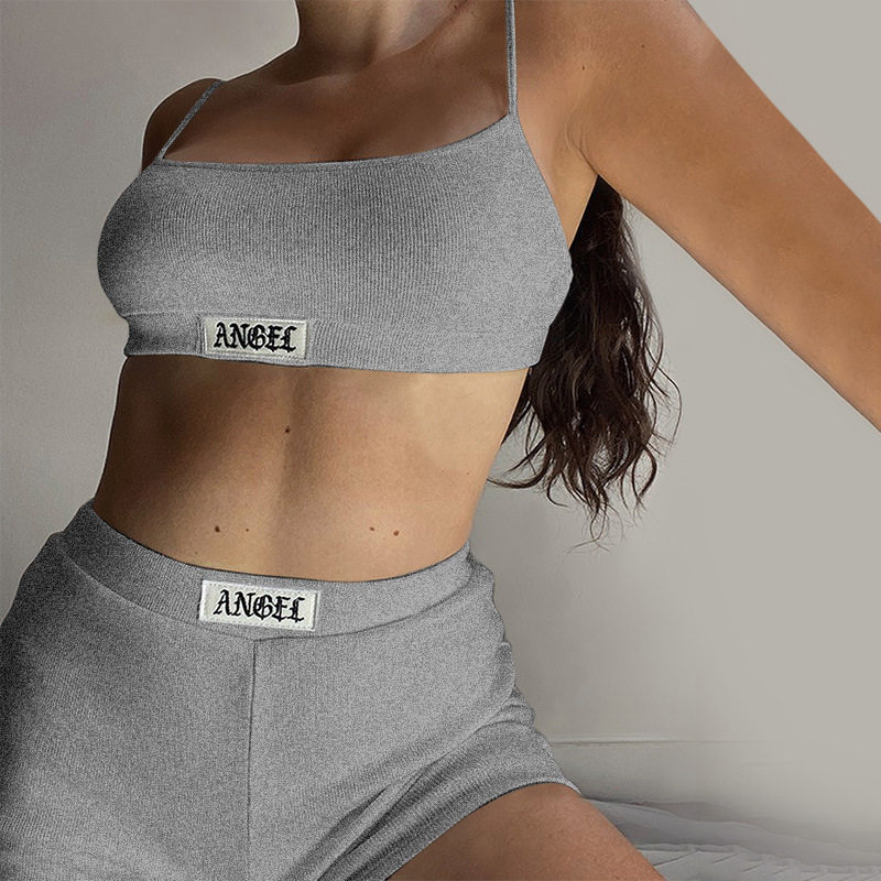 여성 운동복 고딕 천사 편지 자수 SREETWEAR GYM
