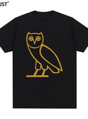 Drake公鸭OVO烫金款Tee圆领T恤纯棉半短袖嘻哈说唱宽松CLB加拿大