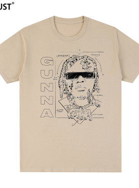 Lil Baby&Gunna短袖T恤Drip Too Hard街头说唱美式vintage印花Tee