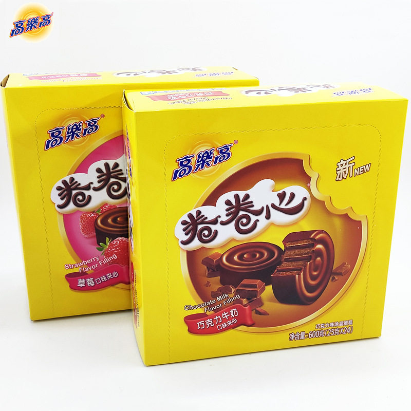 怀旧高乐高卷卷心巧克力味草莓整箱早餐零食小吃休闲食品涂层蛋糕