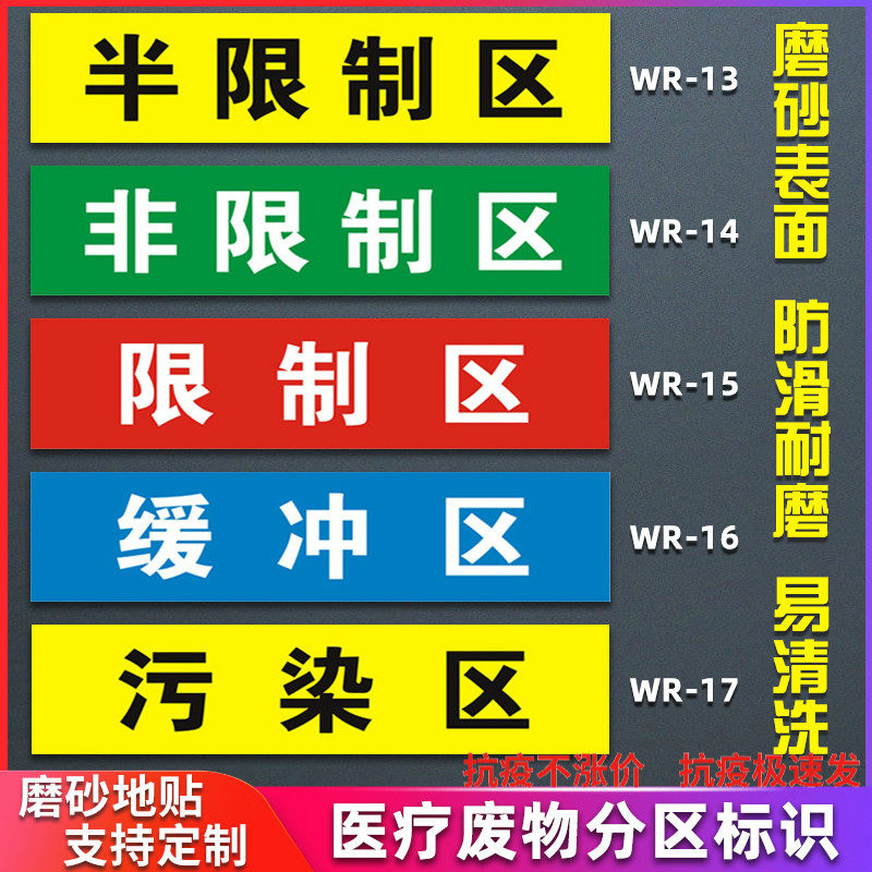 医院手术室地标清洁区缓冲区医疗废物标识磨砂防滑地贴一米线地贴限制