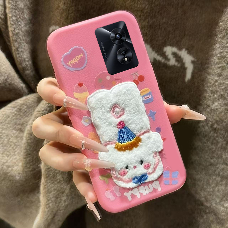 大象西高地小狗适用oppoa97手机壳a96刺绣a93s秋冬季a92s卡通a72立体a53可爱a58x皮纹a57仿皮a56/a55/a32/a36