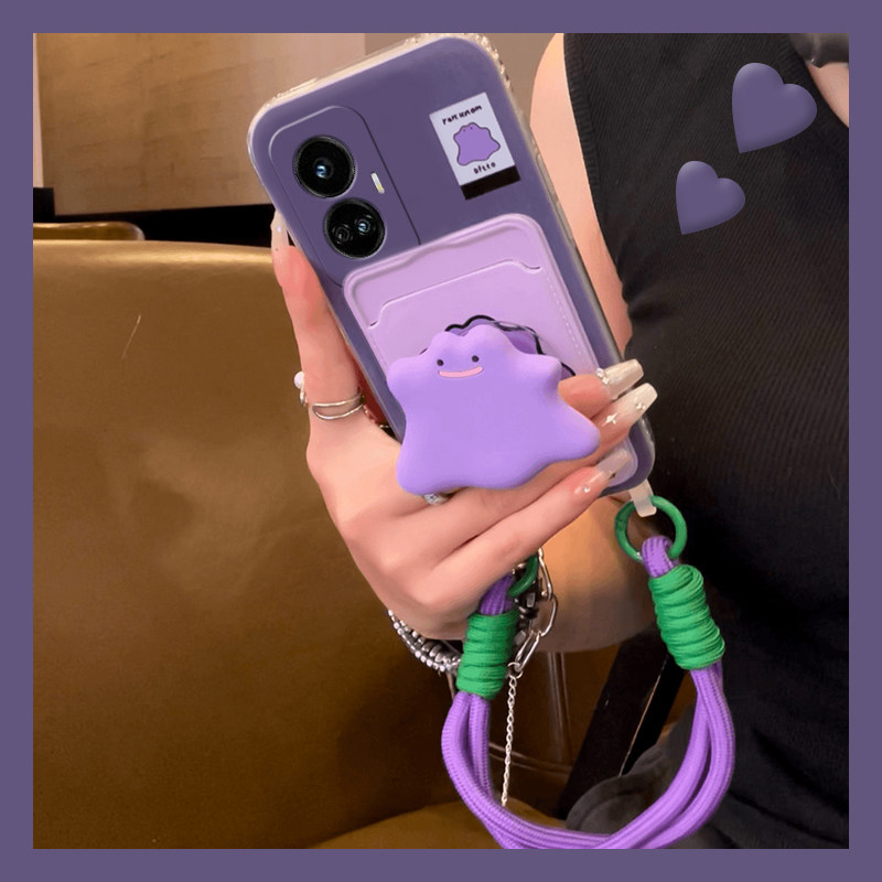 紫色怪兽适用oppo真我gt6手机壳gtneo6se立体12pro至尊版v15支架v11卡包q3s/q2/gt5大师探索版realme2t硅胶女