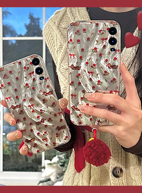 碎花腊肠狗适用vivos18pro手机壳s17t羽纱s16e花朵t1高级s15硅胶s12软壳s10小众s9个性s7创意s6网红s1女vivo