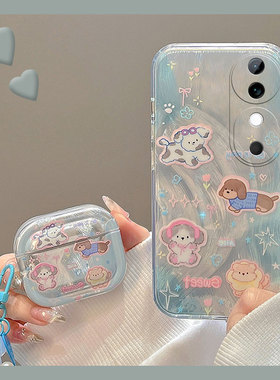 羽纱涂鸦小狗适用vivos19手机壳s19pro蓝色s18e卡通s17por可爱vivi硅胶vovo软壳小众个性创意网红新款少女心