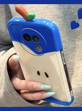 创意蓝色苹果适用vivoxfold3pro手机壳xfold2立体xflip呆萌vivo卡通vovo折叠屏可爱个性vivi简约+十小众硬壳p