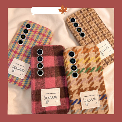 复古格子适用魅族21pro手机壳20格纹18pro日韩18x简约17秋冬季16spro毛绒绒16t硅胶16x16thplus/meizu/16th女