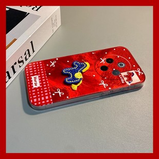 t35 2026棋盘格刺绣小马适用vivoy500pro手机壳y300i立体y200gt红色y100t新年y50m卡通y77e y53 y93s y33 y97