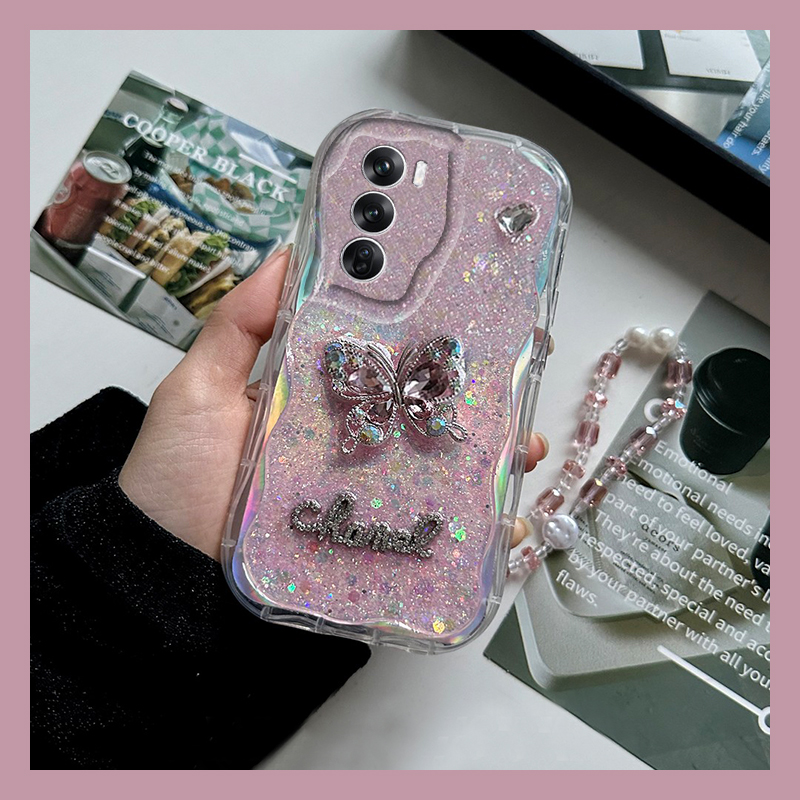 闪粉蝴蝶适用opporeno13手机壳滴胶reon12por日韩11手链8por高级感7亮片6小众5k硅胶4se十3元气版oppo少女心p