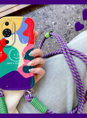 彩色笑脸适用华为nova12pro手机壳11ultra撞色10z日韩9se多巴胺8斜挎7i可背带6小众5斜跨4硅胶3软壳5g女nove
