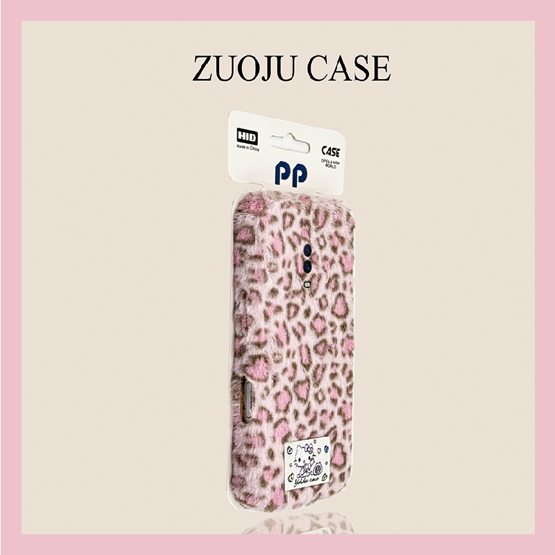 ins风豹纹kt猫适用oppor17pro手机壳r15x梦境版r11splus贴纸r9s可爱r7plus秋冬季r17毛绒oppo毛茸茸0pp0绒布p