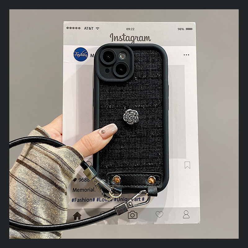 ins风立体山茶花适用oppofindx9plus手机壳fondx8ultra挂绳x7黑色x6pro绒布x5小香风x3秋冬r17手提r15x软r11s