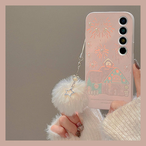 ins烟花立体珍珠粉色少女心梦幻手机壳