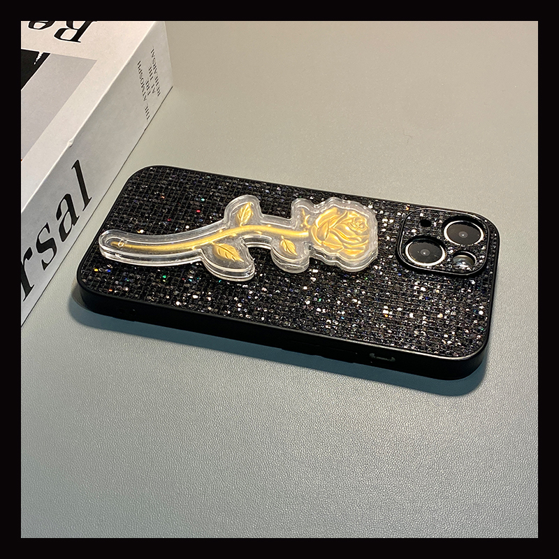 ins风金色郁金香适用vivoiqooneo11手机壳iqooneo10pro水钻9por亮片8花朵7se闪片5s简约z1绒布855立体6十vivo