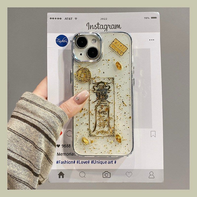 手机壳滴胶金箔金色潮牌2026马年