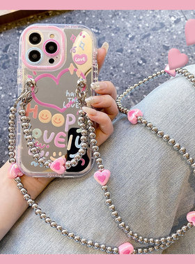 涂鸦爱心镜子适用vivos18pro手机壳s17e镜面s16斜挎s15por可背s12手持s10硅胶s9软壳s7t韩系vovo个性vivi小众