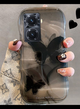 黑色晕染蝴蝶适用vivoy100t手机壳y3韩系z5i小众y5s硅胶y35y77e高级感y50个性y76s新款y20y30y93s女y33s/vivo