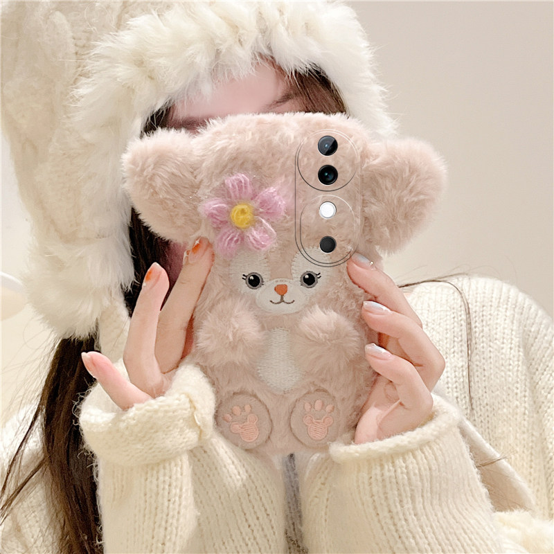 花朵玲娜贝儿适用vivos19pro手机壳s17t立体s16e卡通t1可爱s15毛毛s12毛绒绒s10硅胶s9秋冬s7冬天s6女s1/vivo