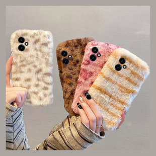 十50se x60i 韩系棕色豹纹适用华为荣耀400pro手机壳300ultra撞色200lite毛绒绒100毛茸茸90秋冬季 80se软x70i