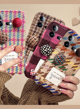 格子格纹适用vivoiqooneo9spro手机壳iqoneo8se日韩neo7pro竞速版5s活力版6se立体855毛绒绒爱酷vivo硅胶秋冬