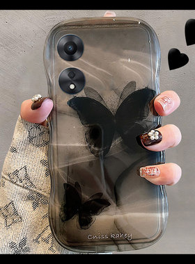 黑色晕染蝴蝶适用oppoa2pro手机壳r15梦境版r15x韩系r17小众a1硅胶a2x手链a7x少女a8个性a31新款a9/oppo/a11x