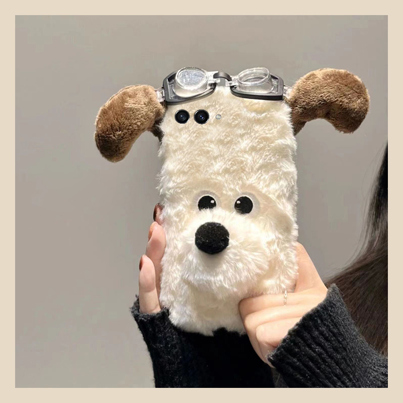 带眼镜掌门狗适用三星zflip7fe手机壳zfold6呆萌zflip5立体w23flip秋冬3折叠屏zfold2毛绒w22卡通w21硬galaxy