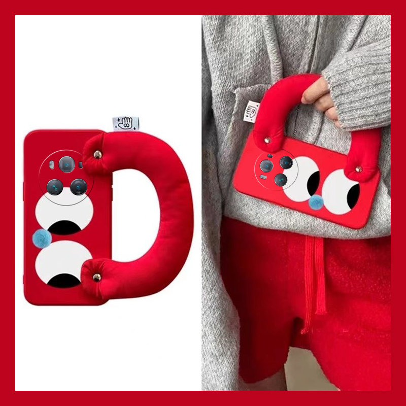 搞怪大眼睛适用华为荣耀magic6手机壳5pro红色4中国红3至臻版play8t手提paly7tpro充棉6t腕带5t硅胶honor4t女