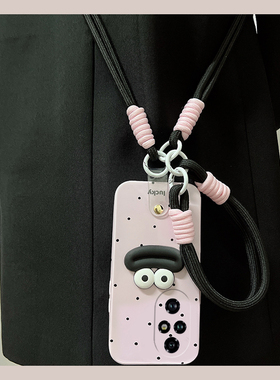 黑色波点适用华为荣耀200lite手机壳honor100pro立体90gt香肠嘴80卡通70可背带60se透明v40i+x50十x40i硅胶女