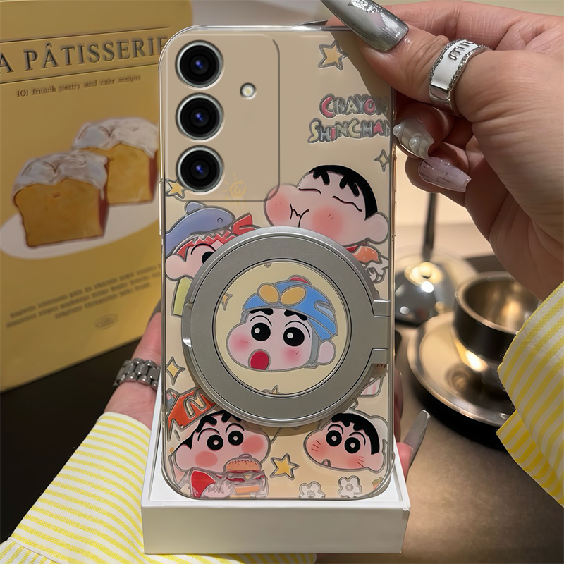 动漫蜡笔小新适用三星s25edge手机壳s24plus立体s23+十s22可旋转s21fe磁吸s20ultra支架s10卡通s9s8/note20软