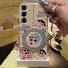 动漫蜡笔小新适用三星s25edge手机壳s24plus立体s23+十s22可旋转s21fe磁吸s20ultra支架s10卡通s9s8/note20软