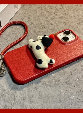可爱波点腊肠狗适用一加ace6手机壳ace5pro卡通1+15红色13新年12皮绳ace3仿皮acepro竞速版11r/2v/10t皮纹软p