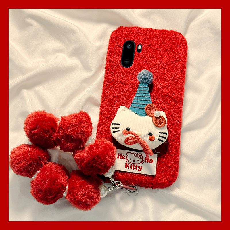 圣诞帽子kt猫适用oppo一加ace6手机壳ace5至尊版1+15秋冬13毛绒12毛球11pro卡通10/9rt/ace3v/2v/1+oneplus软