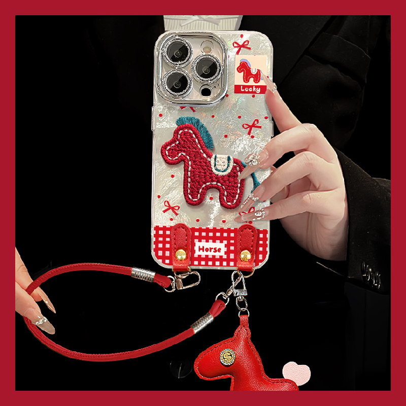 2026刺绣小马适用小米17pro手机壳15ultra立体14por挂件13挂绳12spro冰川纹11青春版10s红色civi5por卡通4米3