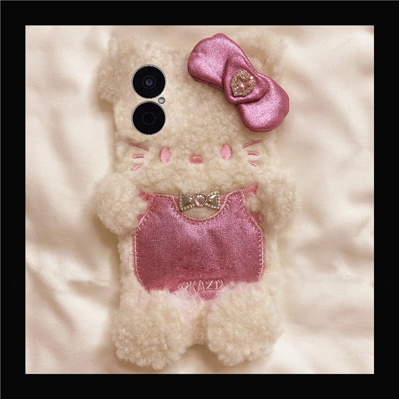 背带裤蝴蝶结kt猫适用华为畅享70pro手机壳60x呆萌优畅享50plus可爱20se秋冬0e畅想z毛绒9e毛茸茸5g麦芒9软2