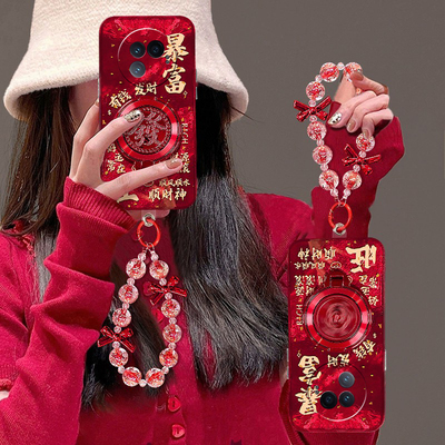 暴富发财支架适用vivoxfold3pro手机壳xfold2可旋转xflip立体vivo喜庆vovo折叠屏挂链vivi新年+十硬壳蛇年女